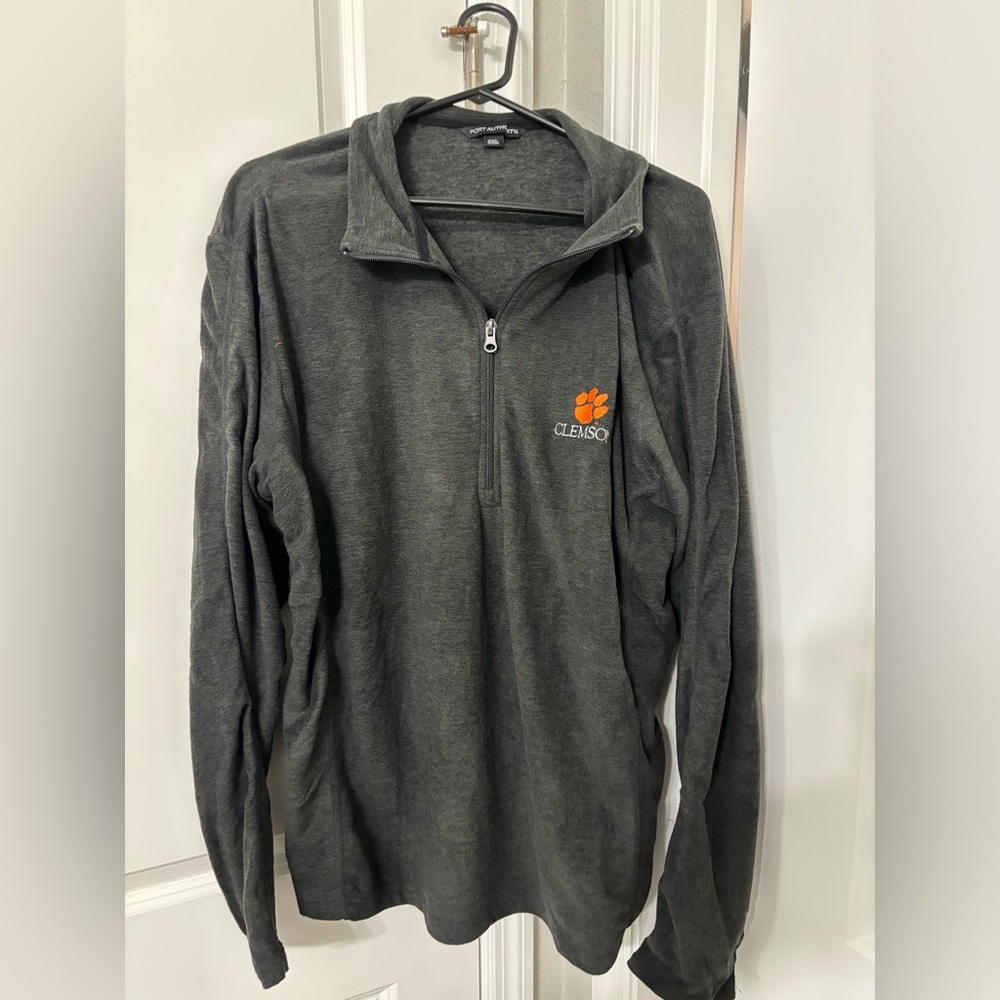 Clemson Tigers Gray Fleece Pullover Men XXL NCAA College Sweatshirt Quarter Zip